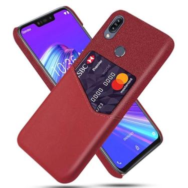 Imagem de Capa para ASUS Zenfone ZB633KL,Tela e tampa de couro PU,Antideslizante,360°cobertura completa à prova de choque com 1 slot de cartão atrás,Prevenção de queda-Red