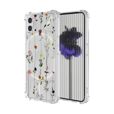 Imagem de OEURVQO For Nothing Phone One Nothing Phone 1 Capa com estampa floral transparente TPU macio à prova de choque antiarranhões capa protetora para telefone 1 (flores elegantes)