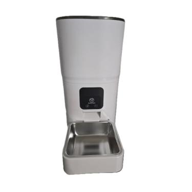 Imagem de Alimentador Automático para Pets, Digital, Dispensador de Ração com Timer, Tigela em Aço Inox, Branco