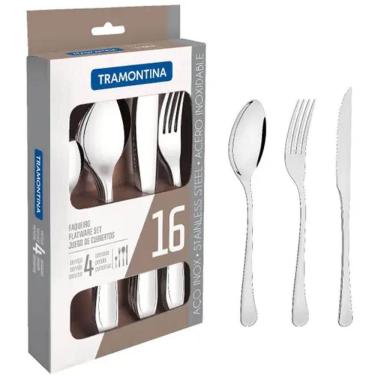 Imagem de Faqueiro Aço Inox com Faca Para Churrasco 16 peças Havana Tramontina