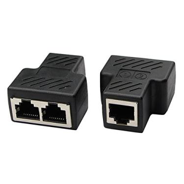 Imagem de Adaptador divisor de rede RJ45 – Adaptador divisor de rede fêmea zdyCGTime 1 RJ45 fêmea para 2 RJ45, conector LAN, adequado para dois dispositivos ao mesmo tempo online (1 par)
