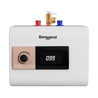 Imagem de Ganggend Aquecedor elétrico de água mini tanque de 2,5 galões, 110V 1500W embaixo da pia aquecedor de água quente instantâneo com liberação de pressão Vavle, display digital para cozinha, trailer