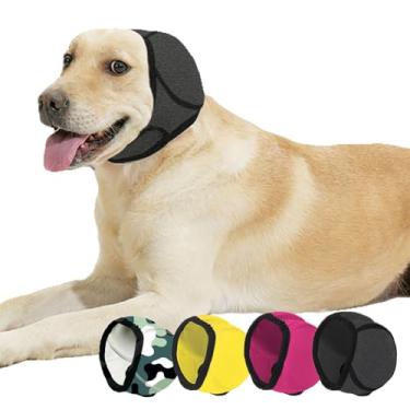 Imagem de BAMY Toucas de orelha de cachorro à prova d'água para natação, capa calmante para orelhas de cachorro grandes, protetores de chuveiro de animais de estimação para proteção de ouvido para banho para