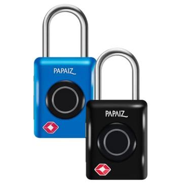 Imagem de Kit 2 Cadeados TSA Digital 35B Azul e Preto com Biometria e Senha Numérica – Leitura Rápida e Alta Segurança para Viagens