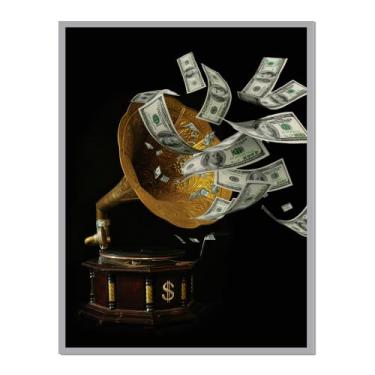 Imagem de TracyArt Man Cave Decor, toca-discos de dinheiro - pôsteres para estética de sala, pôster de dinheiro, sem moldura 33 x 43 cm