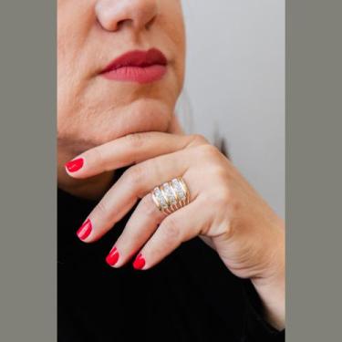 Imagem de anel sete fios feminino prata 925 aplique em ouro pedra zirconia - cad