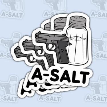 Imagem de Adesivo A-Salt (3 peças) – Adesivo de vinil engraçado assalto hilário à prova d'água para laptop, garrafa de água, copo, carro – presente para amantes de armas, fãs de humor – 7,6 cm