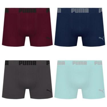 Imagem de Kit 4 Cuecas Puma Boxer Sem Costura Masculina, Marinho, Verde, M