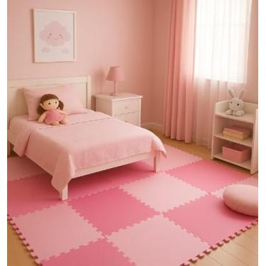 Imagem de Kit 4 Tatames Tapetes EVA 50x50 10mm Rosa Bebê e Pink Menina