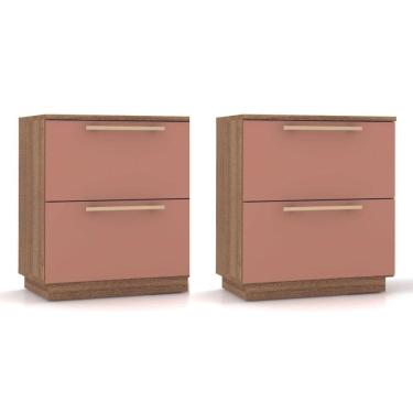 Imagem de Kit 2 Mesas De Cabeceira Dubai 2 Gavetas Nature Camarim Vr