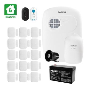 Imagem de Kit Alarme Intelbras com Módulo de Choque 15 Sensores Magnéticos, Bate