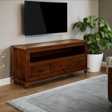 Imagem de Rack Para Tv Até 65 Polegadas Com 3 Gavetas - Castanho Envelhecido