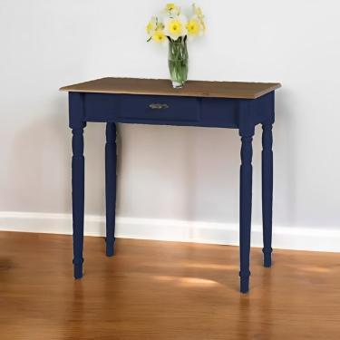 Imagem de Aparador Para Sala Rústico 1 Gaveta Com Pés Torneados - Azul Bic Com Tampo Imbuia Glazer