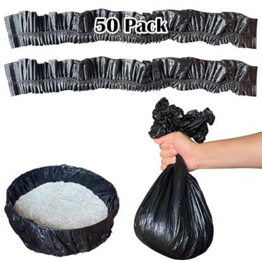 Imagem de Pacote com 50 forros de caixa de areia compatíveis com Lifewit caixa de areia Cat, sacos de lixo elásticos para descarte de resíduos de gatos, à prova d'água e à prova de vazamento (preto)