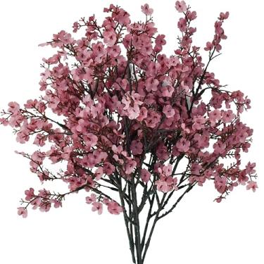 Imagem de Mandy's Flores artificiais rosas empoeiradas para o hálito do bebê, 6 pacotes de Gypsophila de seda com hastes dobráveis para decoração de casamento de centro de outono e arranjos de mesa