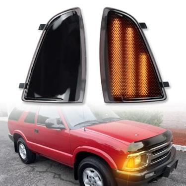 Imagem de ZDEERAOTO Kit de luz de sinalização lateral de farol frontal LED âmbar para Chevy Blazer S10 1994-1997, lâmpadas marcadoras de para-choque lateral de lente fumada, número de peça OEM: GM2551140