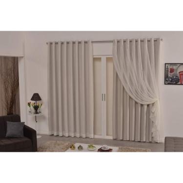 Imagem de Cortina Blecaute Tecido 3,00X2,80 Com Voil Palha