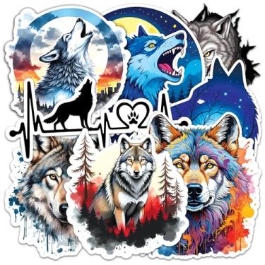 Imagem de Adesivo de lobo 8 peças (tamanho grande) adesivos de vinil para laptop decalque à prova d'água para para-choques de carro, garrafa de água, caderno, bagagem, janela, festa, aniversário, decorações