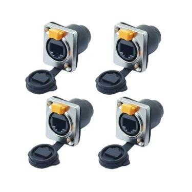 Imagem de 4 un Conector Ethercon Rj45 Keystone Ip65 Rede Fêmea Duplo Painel de Led Emenda Tomada Rack