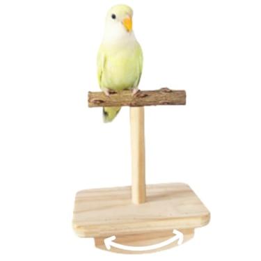 Imagem de Suporte de madeira natural para poleiro de pássaro, brinquedo de cavalo de balanço de papagaio, brinquedos de enriquecimento de quebra-cabeça de inteligência, plataforma de treinamento de poleiro de