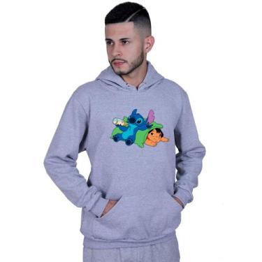 Imagem de Moletom Unissex Canguru Lilo Stitch Soneca - Lafre, Cinza, P