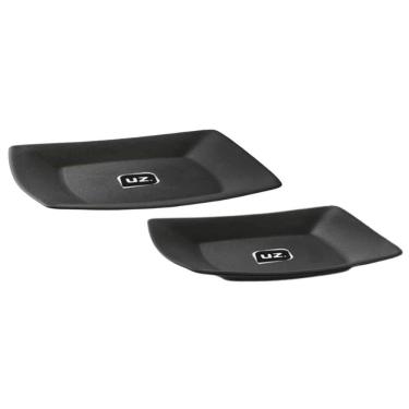 Imagem de Kit 2 Pratos Plásticos 22,5 e 18,5cm Pretos Quadrados Cozinha Servir Petiscos