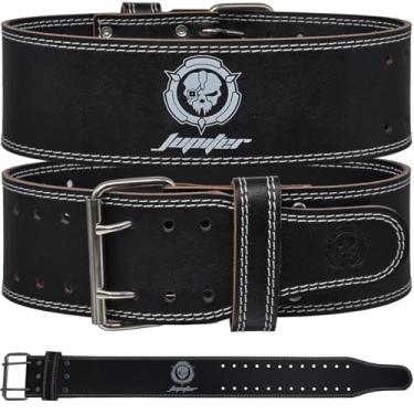 Imagem de Cinto de levantamento de peso (6 mm de espessura) - couro legítimo, oferecendo suporte para as costas. Fivela de duas pontas, ideal para levantamento de peso, levantamento de peso, agachamentos e