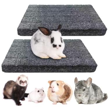 Imagem de BNOSDM 2 peças de almofadas de arranhão para pés de chinchila para hamster, coelhos naturais, pedra vulcânica, para moer dentes, coelho branco, arranhador, brinquedo de mastigar para cobaia, furão