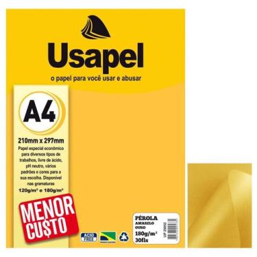 Imagem de Papel Pérola A4 Gramatura 180g pacote 30 folhas Cor Amarelo Ouro Ideal