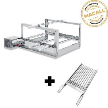 Imagem de Churrasqueira Giratória Inox 4 Espetos 2 Andares The Grill + Grelha Ar