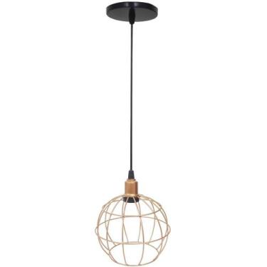 Imagem de Pendente Aramado Globo Luminária Lustre Luxo Teto Retrô Vintage Cobre 