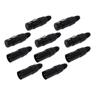 Imagem de Kit 10 Conector Xlr Canon Macho E Femea Preto Q-14Bk - CSR