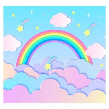 Imagem de Papel de Parede Adesivo Infantil Arco-íris Bebe Quarto - 588pcp - Allo