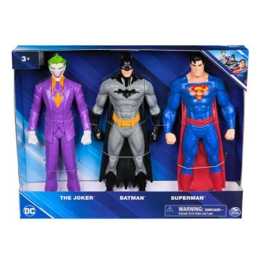 Imagem de 3 Bonecos Coringa, Batman E Superman De 24Cm - Dc