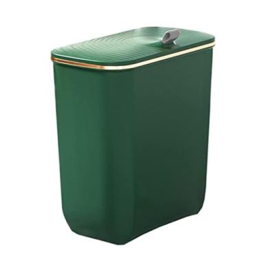 Imagem de Lixeira Suspensa Com Tampa Para Porta De Armário De Cozinha, Lata De Lixo Montada Na Parede De 10l Lixeira De Cozinha Composteira, Lixeira De Plástico Lixeira Para Porta De Armári, White