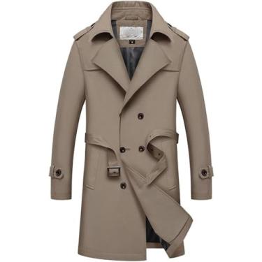 Imagem de Trench Coat Masculino, Jaqueta Elegante Outwear, Jaqueta Corta-vento De Inverno Outerwear, Casaco De Moda, Khaki, 3XL