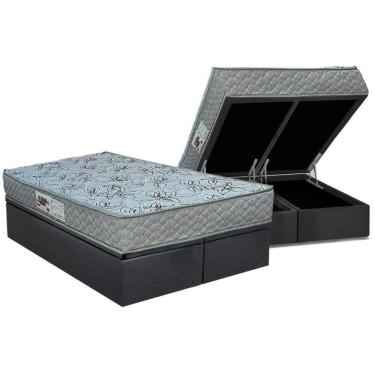 Imagem de Cama Box Baú Queen: Colchão Espuma D33 Paropas AG65 Double Fanton Gray + Base CRC Suede...