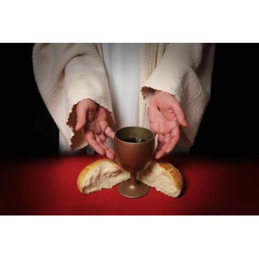 Imagem de Painel de Lona Comunhão Pão e Vinho - Fabrika de Festa, 150x100cm