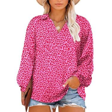 Imagem de Blusa feminina Eytino plus size, estampa floral boho de verão, 4X rosa