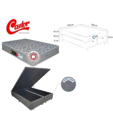 Imagem de Cama Box Baú Queen Blindada em Suede com Colchão Castor Espuma D33  15
