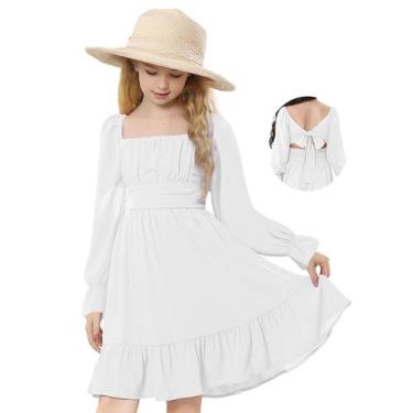 Imagem de Vestido Zando branco de manga comprida para meninas de 14 a 16 anos