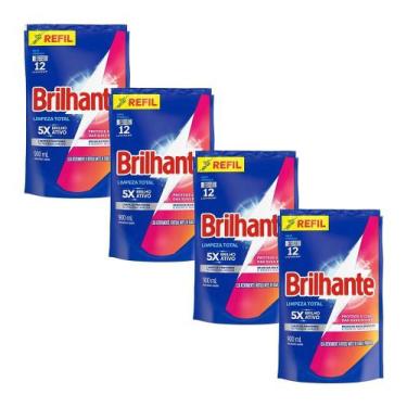 Imagem de Kit 4 Refil Lava Roupas Líquido Brilhante Roupas Brancas e Coloridas L