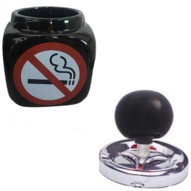 Imagem de Cinzeiro Ceramica Com Reservatório Proibido Fumar Preto - Spinning ash