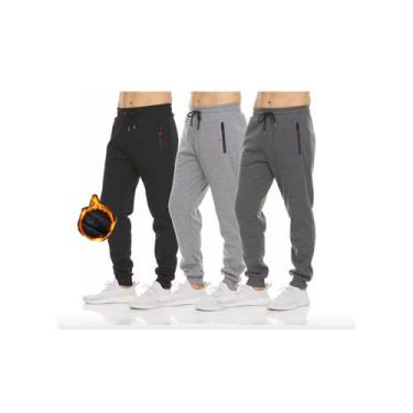 Imagem de Pacote de 3 calças de moletom Jogger Cargo para homens com lã - Lightb