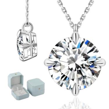 Imagem de Colar com pingente KRKC Moissanite 0,5/1/2/3/4 quilates em ouro branco
