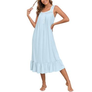 Imagem de Camisola feminina APRRAIN sem mangas vitoriana azul claro S