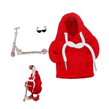 Imagem de i-Beeboo 3Pcs 7inch Desktop Goose Outfits Accessories Set with Red Hoodie, Scooter, Sunglasses, Mini Desk Decor Mini Porch Goose Costume Clothes for Table Decor (Red Hoodie)