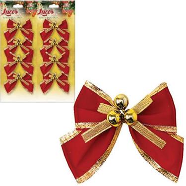 Imagem de Kit 8 Laços De Bolinhas Pingentes Dourado Brilhante 6cm - Genérico
