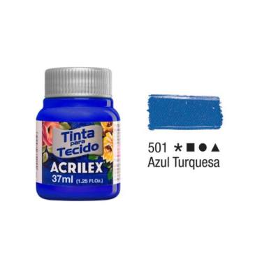 Imagem de Tinta Para Tecido Acrilex 37ml Cores Vivas e Duradouras, Azul Turquesa