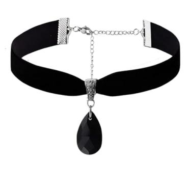 Imagem de PINK TOWN Colar gargantilha vitoriana de veludo gótico, vintage Stardust, cristal, camafeu, gótico, roxo/vermelho/preto, colar punk satanás, demônio, joia de Halloween para mulheres, Large, Zinco